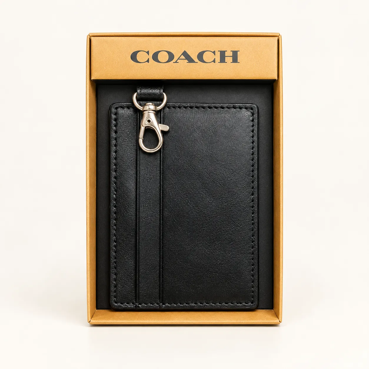 Coach Slim Leather Card Holder with Swivel Clasp - view 2